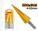 Ingco Step Drill Bit AKSDS42203 – HSS 4–22mm Titanium Coated Step Bit for Metal, Wood &amp; Plastic