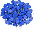 Blue 13.56MHz Mifare RFID access control key fob close up