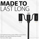 Promate 6-in-1 Hybrid Multi-Connector Cable for Charging & Data Transfer(PentaPower)-60W Power Delivery USB-C to USB-C, Micro-USB, USB-C, Lightning connector