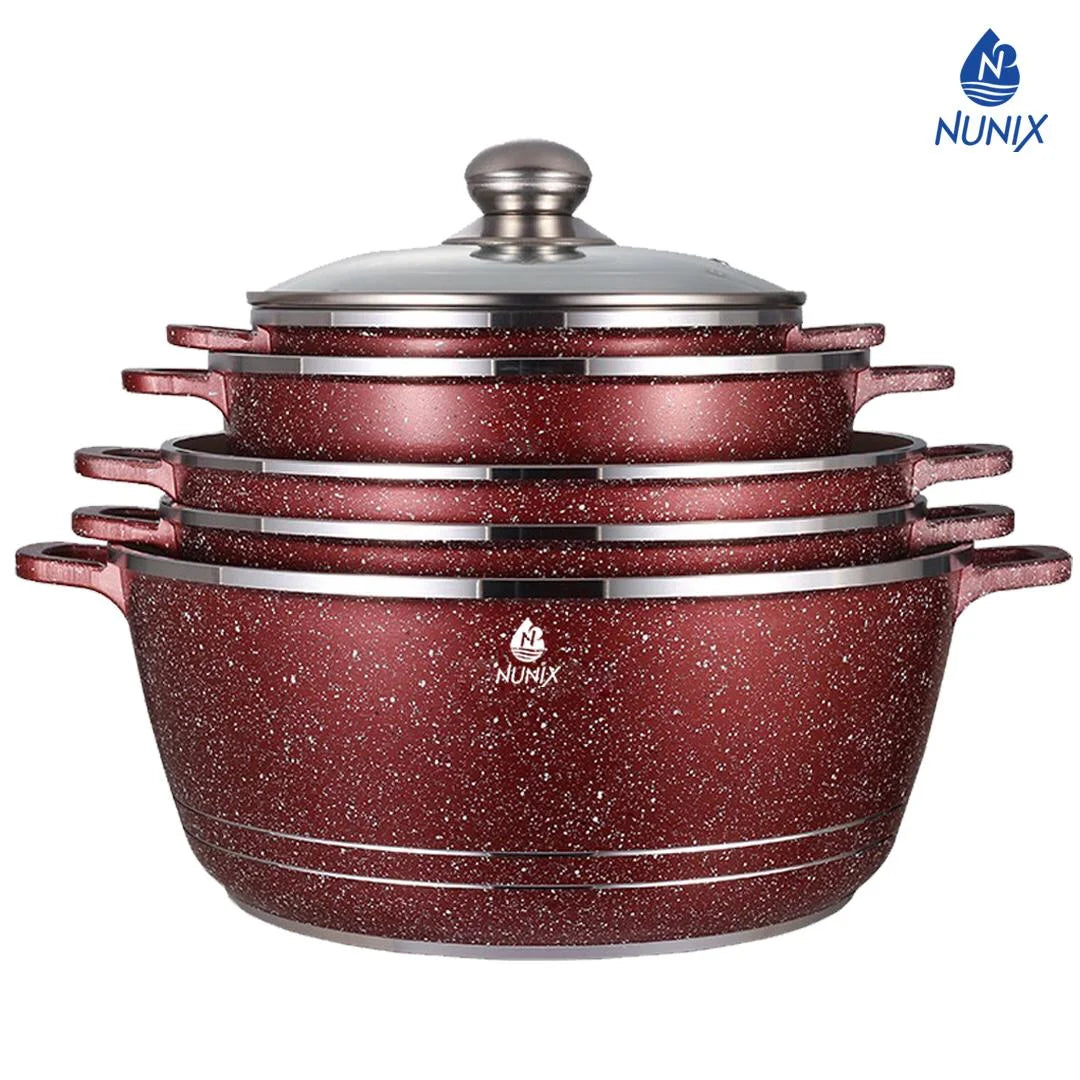 Nunix 10 pcs Ceramic Non-Stick Cookware Set - Maroon | Digital Store ...