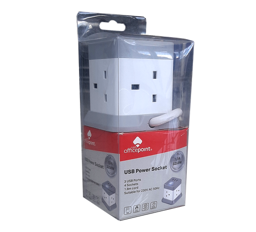 Officepoint  Extension Socket  URB-8K 4Way 3 USB Ports