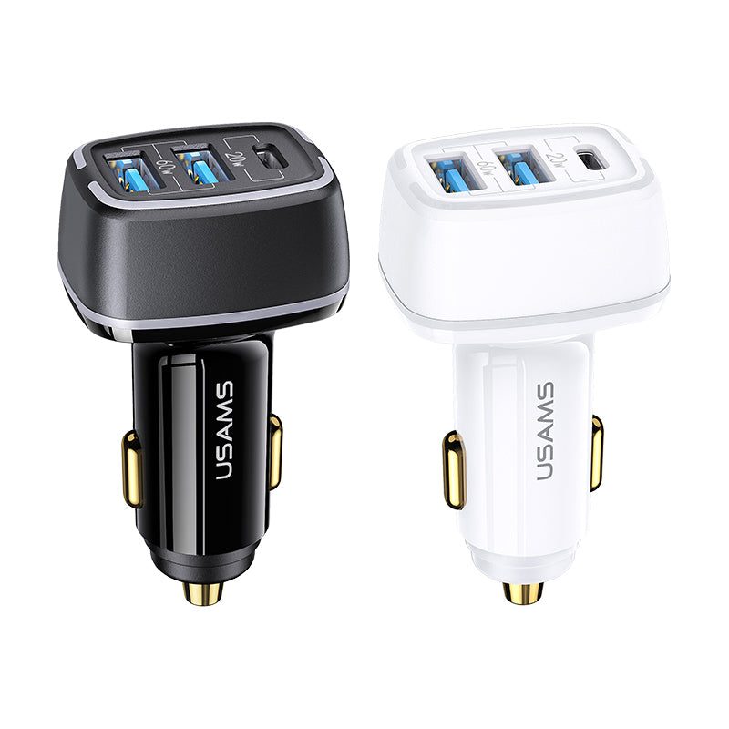 USAMS Super Mini High Quality Best Price US-CC126 C24 80W 3 Ports Fast Car Charger(CC126TC01)