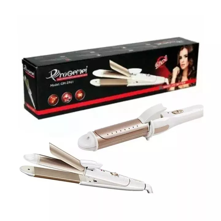 Geemy GM-2961 hair straightener and curling iron - On/off switch,Change plate button, 360-degree swivel cord, Wet/dry use