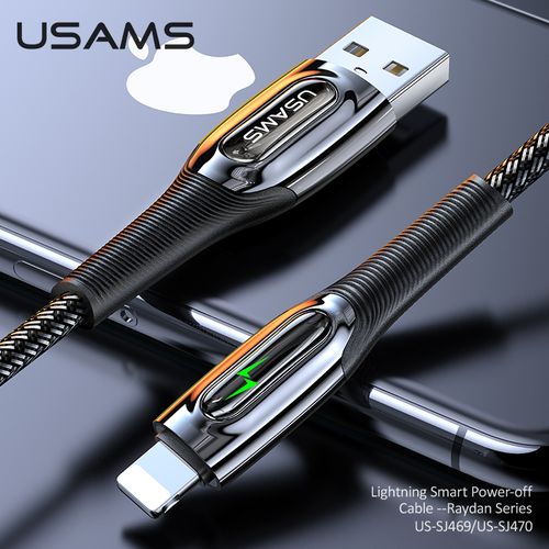 USAMS US-SJ469 Raydan Series 8 Pin Smart Power-off Charging Data Cable, Length: 1.2m (SJ469USB01)