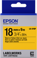 Epson Label Cartridge Pastel  LC-5YBP9 or LC-5YBW9 Black/Yelllow tape 18MM (9M) (C53S626401)