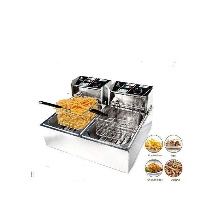 Nunix MF-02 Electric Double Deep Fryer - Double Tank capacity: 6L+6L, Adjustable temperature control, Easy to use