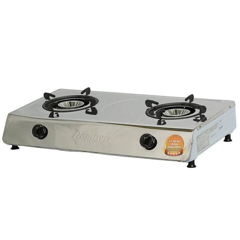 Ramtons RG/544 2 Burner Table Top Gas Cooker - Non Stick Body, Auto ignition