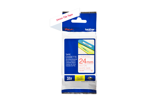 Brother TZe-252 Labelling Tape Cassette – Red on White, 24mm wide