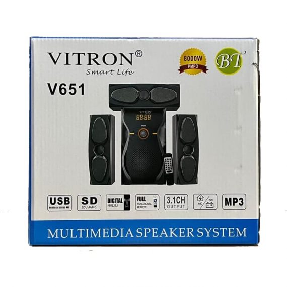 Vitron V651 3.1Ch Subwoofer Speaker - 8,000W, RCA,Bluetooth,Aux,USB, SD, Digital Radio/FM Radio