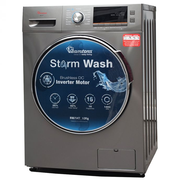 Ramtons RW/147 10Kgs Front Load Washing Machine - Fully automatic,16 wash programmes