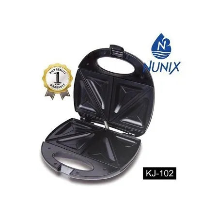 Nunix KJ-102 Sandwich Maker - Non stick cooking plates, Power on and ready indicator lights