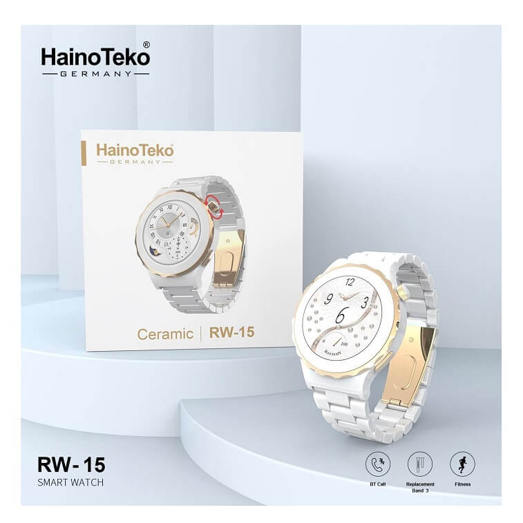 Haino Teko Germany RW-15 Ceramic Smart Watch - Heart Rate Sensor, Wireless charger,  Step Counter,Sleep Monitor 
