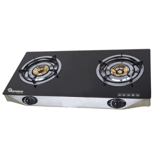 Ramtons RG/535 2 Burner Table Top Gas Cooker - Auto ignition, ceramic finish