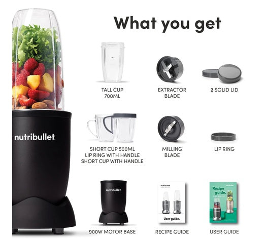 NutriBullet NB9-1212AK  0.09Liters 12 Piece Set - 900 W, 1 Speed Setting