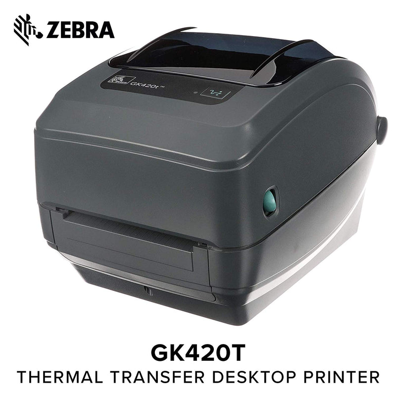 Zebra - GK420t Thermal Transfer Desktop Printer for Labels, Receipts, Barcodes, Tags, and Wrist Bands - Print Width of 4 in - USB and Ethernet Port Connectivity