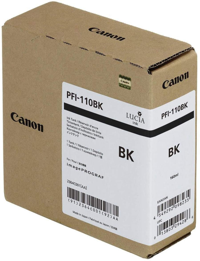 Canon PFI-110BK Black Pigment Ink Tank (160 mL) - 2364C001AA