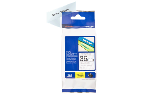 Brother TZe-161 Labelling Tape Cassette – Black on Clear, 36mm wide