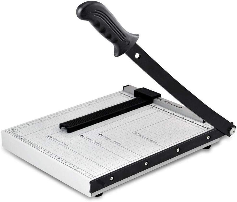 Paper Cutter A4 Size 12 Inch, Guillotine Trimmer White, 10 Sheet Capacity for Home Office, Automatic Clamp, Sturdy Plastic Base - NO 829-4