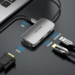 Vention TOAHB USB C (4 in 1) To HDMI/VGA/USB3.0/ Docking Station - High-speed transmission of 5Gbps