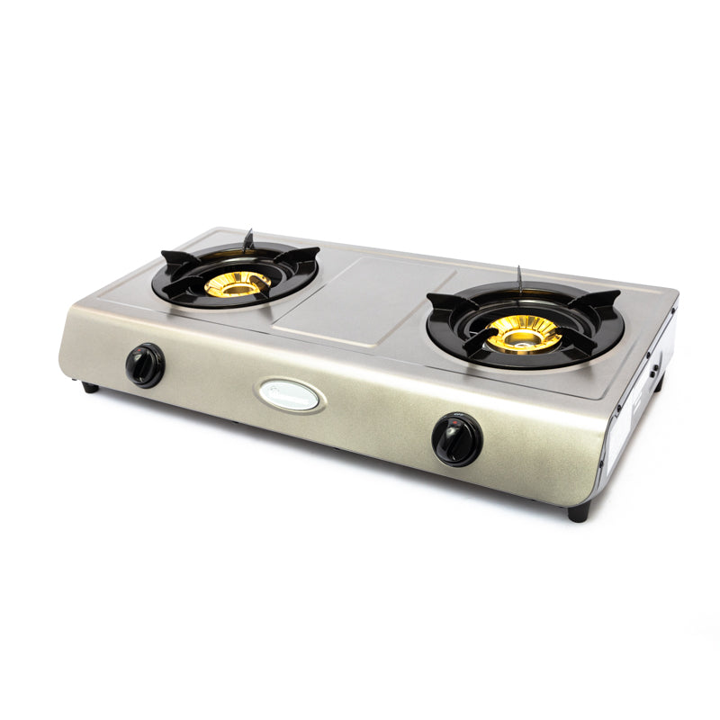 Ramtons RG/501 2 Burner Table Top Gas Cooker - Non Stick Body, Auto ignition
