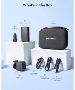 Ravpower RP-PB210 6-In-1 Prime Power Bank Combo - Charger, Powerbank, 3 In 1 Charging Cable, Car Chager