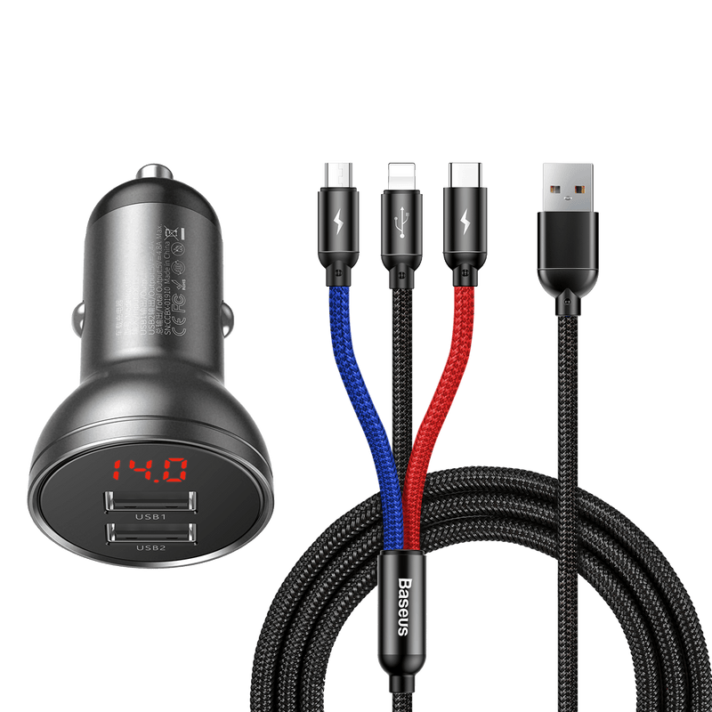 Baseus 3 in 1 Car Charger Suit 