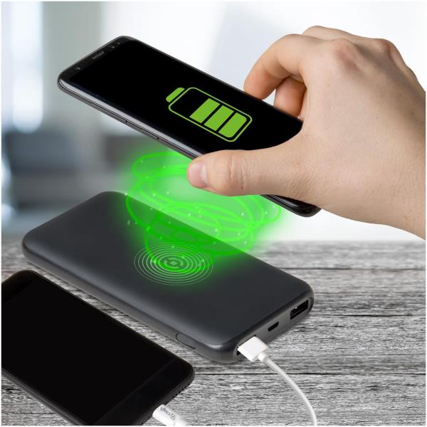 Celly PBWL6000BK 10000mAH Wireless Power Bank -Turbo Charger, two USB port with 2.4 Ampere