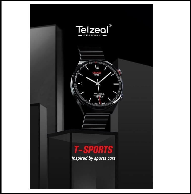 Telzeal T Sports Amoled Display SmartWatch - Wireless Charging, 7 Theme Modes