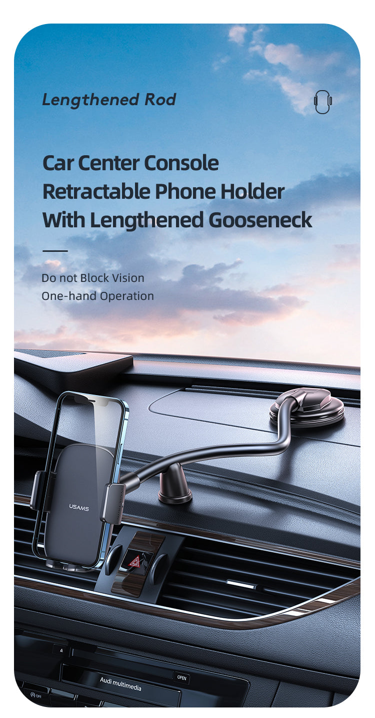 USAMS ZJ065 Universal Car Phone Mount Suction 360 Degree Adjustable Gooseneck Phone Holder