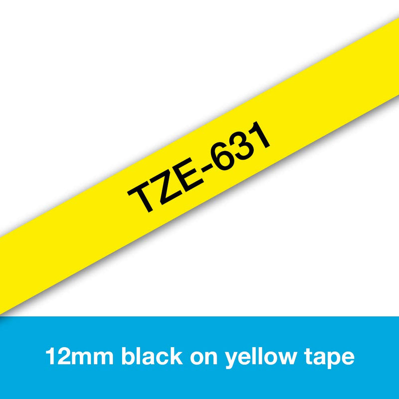 Brother TZe-631 Labelling Tape – Black on Yellow, 12mm wide