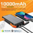 Promate Rugged Ecolight solar 10000mAh  Powerbank - with Built-in USB-C & Lightning Cables