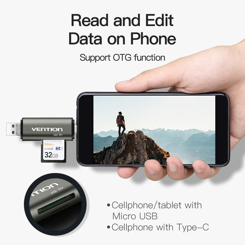 Vention USB 3.0 + Type C Micro USB Multi-function Card Reader (VEN-CCHH0)