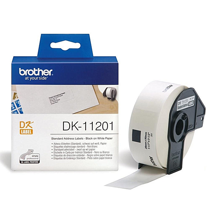 Brother DK-11201 Label Roll – Black on White, 29mm x 90mm
