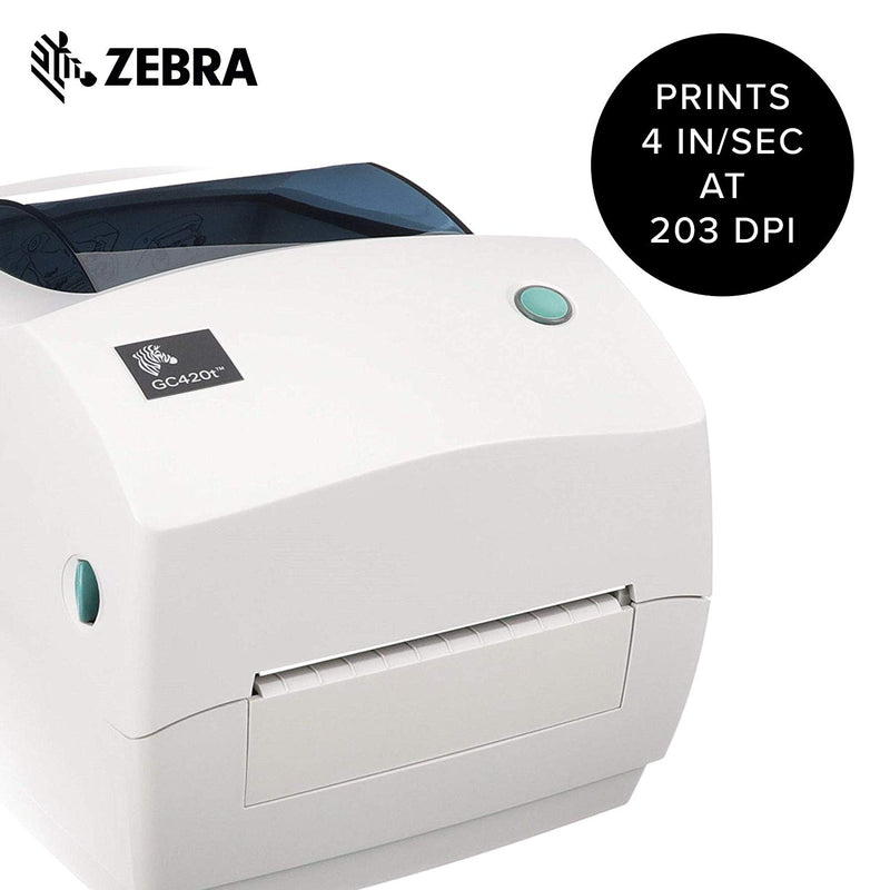 Zebra - GC420-100520-000 Thermal Transfer Desktop Printer for Labels, Receipts, Barcodes, Tags, and Wrist Bands - Print Width of 4 in - USB, Serial, and Parallel Port Connectivity