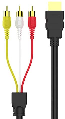 HDMI to RCA Cable, 1080P HDMI Male to 3rca Video Audio (B07Z6BD93L) AV Composite Male M / M Connector Adapter Cable Cord Transmitter (NO Signal Conversion Function), One-Way Transmission from HDMI to RCA for TV HDTV
