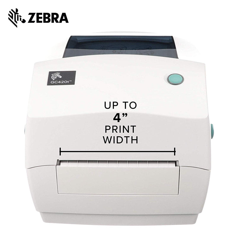 Zebra - GC420-100520-000 Thermal Transfer Desktop Printer for Labels, Receipts, Barcodes, Tags, and Wrist Bands - Print Width of 4 in - USB, Serial, and Parallel Port Connectivity