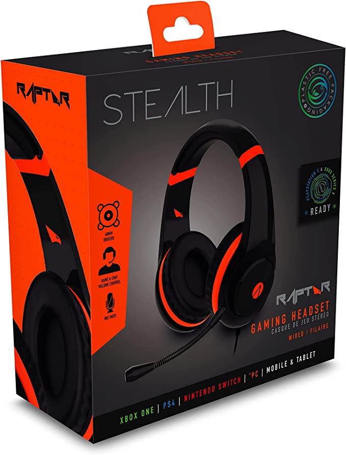 Stealth Raptor Multi-Format Gaming Headset - Flexible mic,Soft foam cushioning, Flexible ear cups