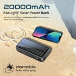 Promate Ecolight solar 20000mAh  Powerbank - with Built-in USB-C & Lightning Cables