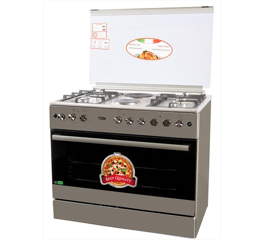 Von F9E50E2/ F9E42G2.IL.S/ VAC9F042WX 4 Gas + 2 Electric Cooker - Electric oven & grill, Fan assisted oven