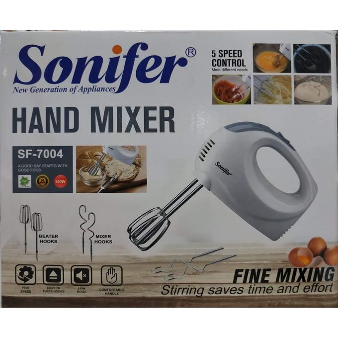 Sonifer SF-7004 Hand Mixer - 3 Speed, Handheld, stainless steel