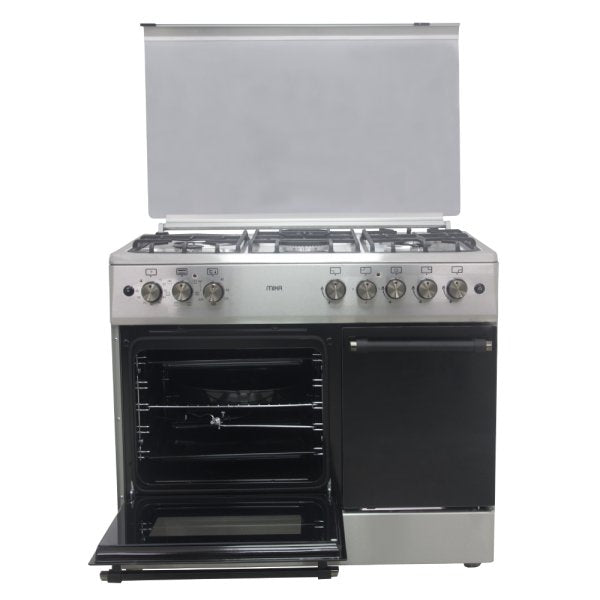 Mika MST90PU41HI/GCW Standing Cooker - 4 gas burners withDual WOK by Sabaf Electric Rapid Hot plate