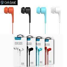 Celebrat D3 Heavy Bass In-Ear Earphones - With Microphone, Cable length:1.2m
