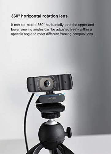 Rapoo C260 1080P 360° Horizontal, 100° Super Wide-Angle Webcam with Microphone for Live Broadcast Video Calling Conference