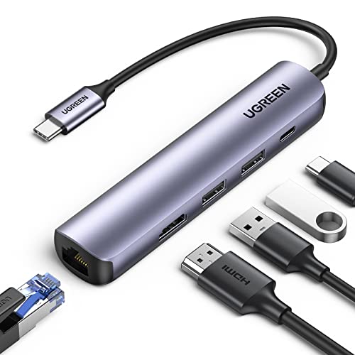 UGREEN USB-C Multifunction Adapter 5 in 1 (CM418) - USB-C to 2*USB 3.0 + HDMI + RJ45 Ethernet Adapter + PD