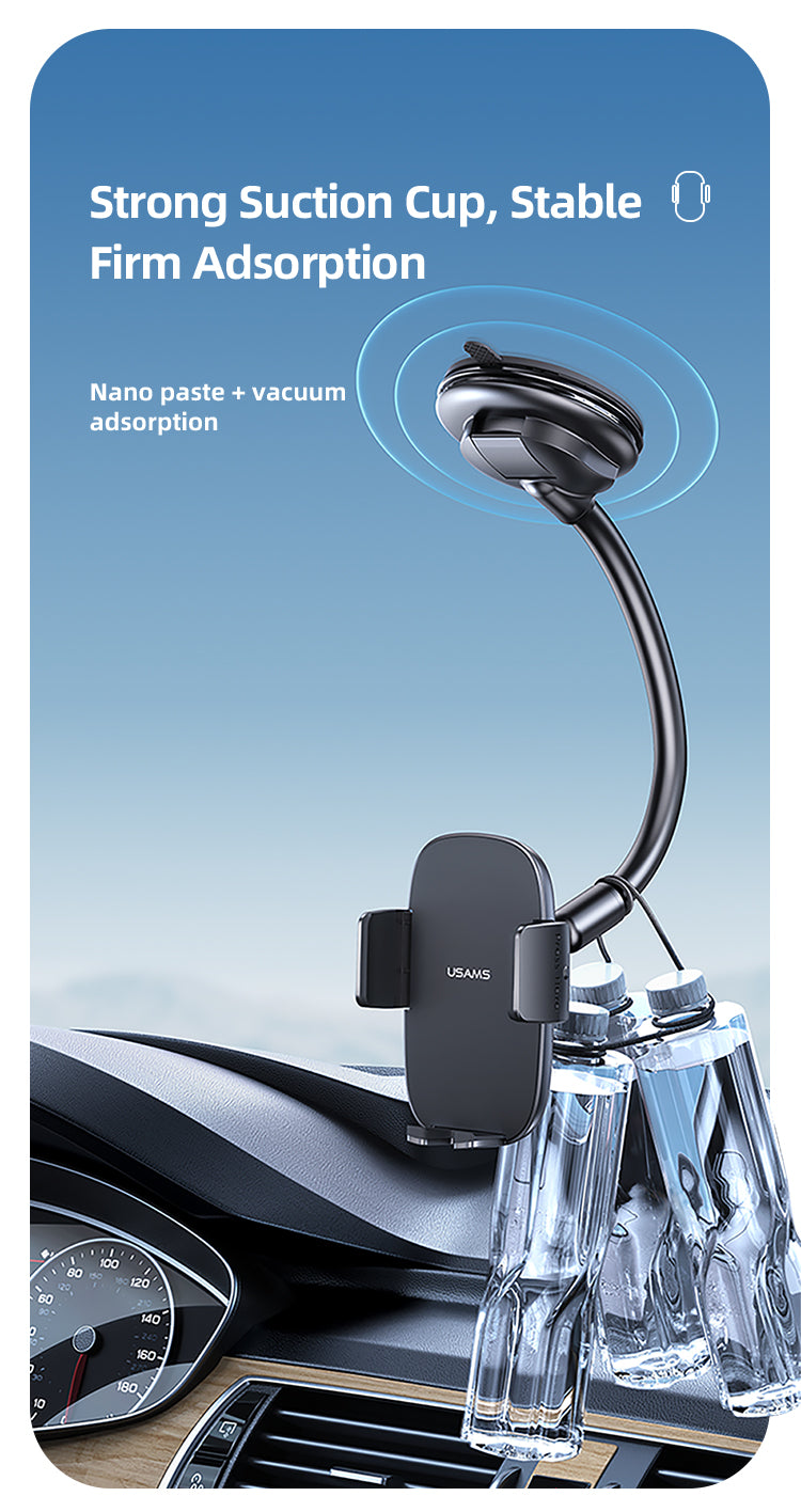 USAMS ZJ065 Universal Car Phone Mount Suction 360 Degree Adjustable Gooseneck Phone Holder