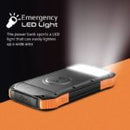Promate Rugged Ecolight solar 10000mAh  Powerbank - with Built-in USB-C & Lightning Cables