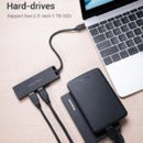 Vention TGKBB Type C to 4 Port USB 3.0 Hub - with Power Supply, 0.15M, 5Gbps Data Transfer Speed