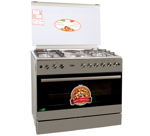 Von F9E50E2/ F9E42G2.IL.S/ VAC9F042WX 4 Gas + 2 Electric Cooker– Stainless steel