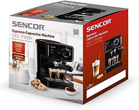 Sencor SES 1710BK Espresso Machine Coffee Maker  - 1140W, 4kg, 1.5L 15 Bar