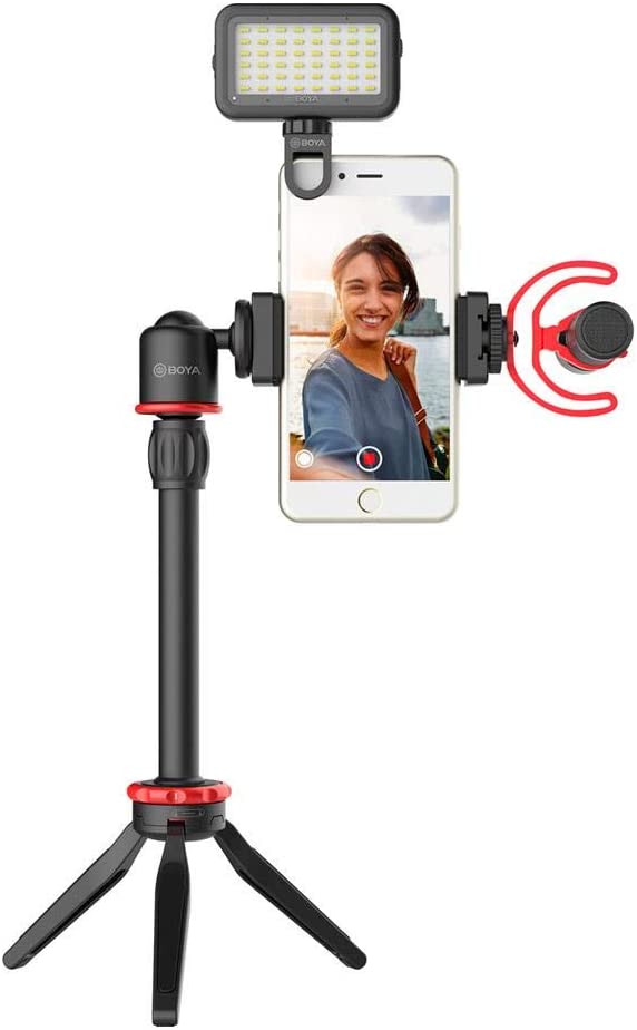 BOYA (BY-VG350) Smartphone Vlogger Kit Plus with BY-MM1+ Mic, LED Light, and Accessories